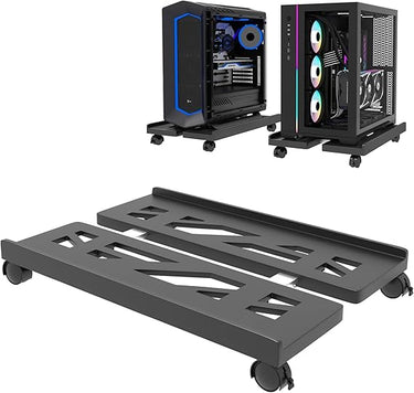 Soporte para CPU para PC, Soporte de Torre de Ordenador de Escritorio, Soporte Ajustable para CPU, Soporte para PC móvil con Ruedas giratorias con Bloqueo, Carro de CPU Debajo del Escritorio - Negro
